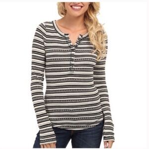 Lucky Brand Women’s Chloe Thermal Knit Striped Long Sleeve Size XL